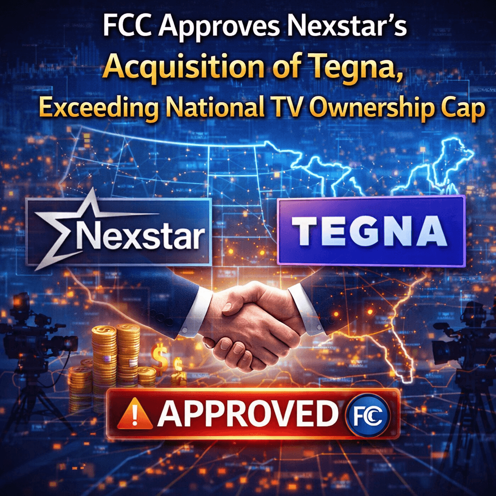 FCC Approves Nexstar's Acquisition of Tegna, Exceeding National TV Ownership Cap