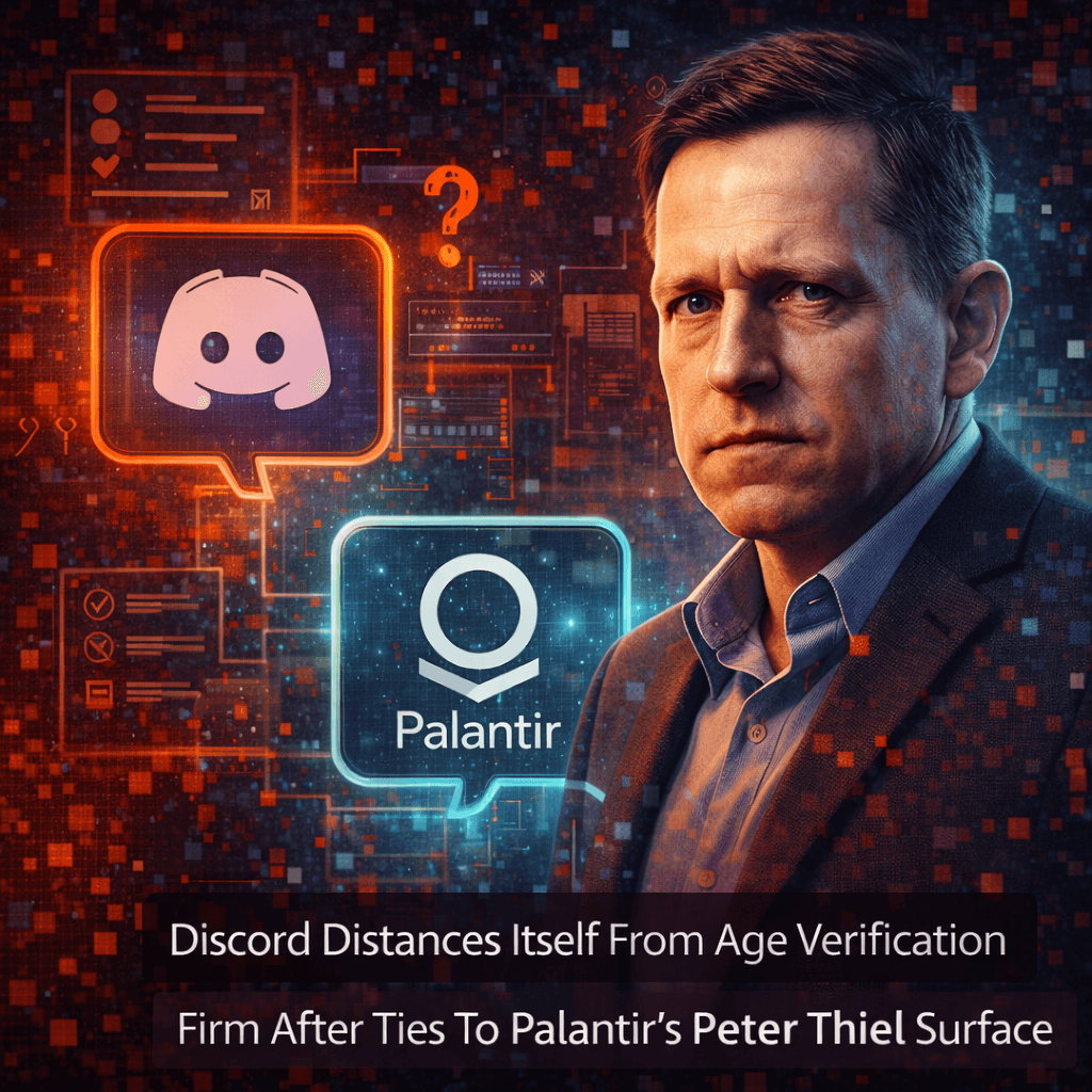 Discord Distances Itself From Age Verification Firm After Ties To Palantir’s Peter Thiel Surface