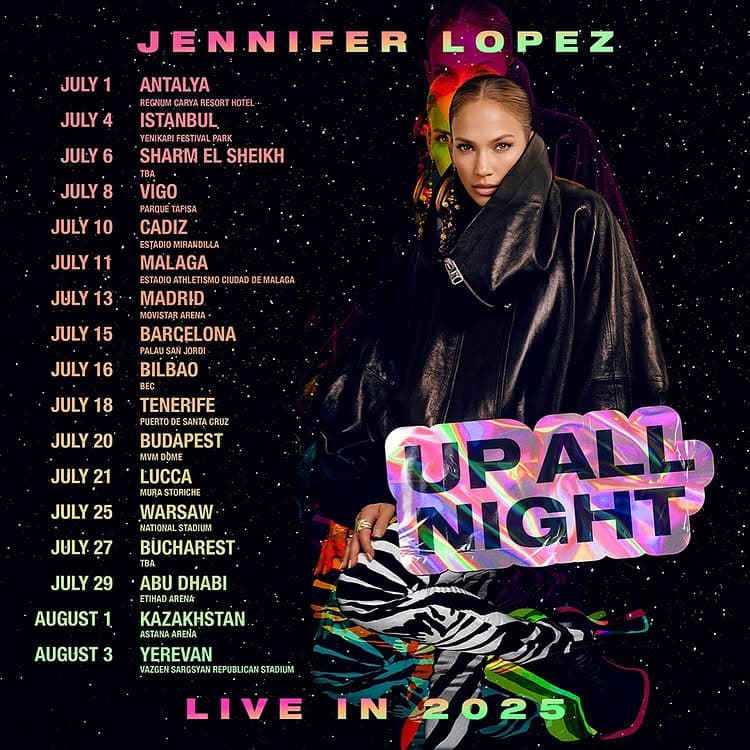Jennifer Lopez Announces 'Up All Night: Live in 2025' Tour