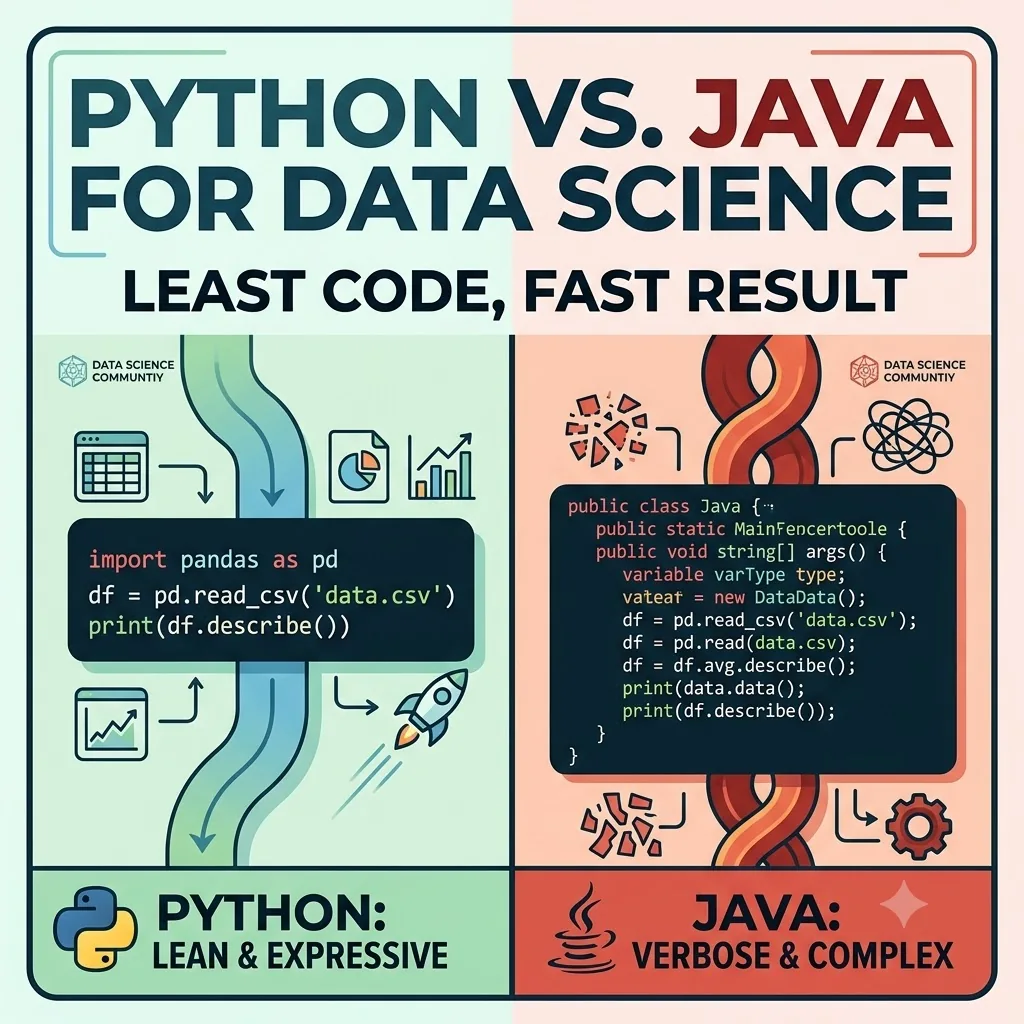 What Makes Python So Popular in Data Science Compared to Java's Verbose Nature?